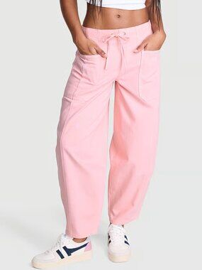 NWT PINK Victoria's Secret Size Large Pink Take it Easy Pull-On Barrel Pants